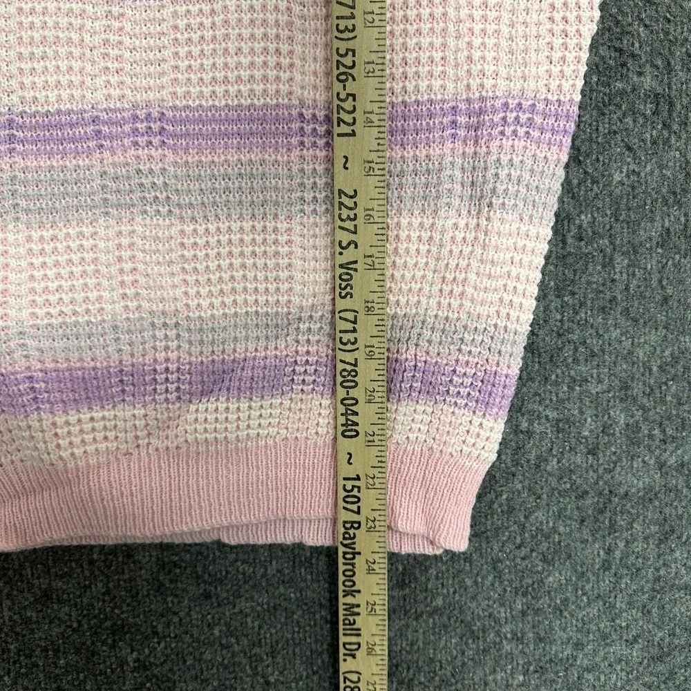 Unbranded Sweater Vest Womens Size M Pink Purple Striped USA Made Waffle Knit